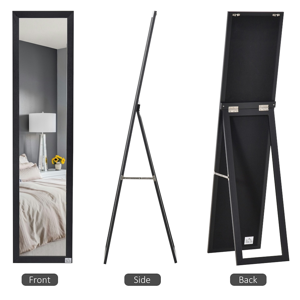 image 1 of HOMCOM Full Length Mirror, Floor Standing or Wall-Mounted Long Mirror, Black