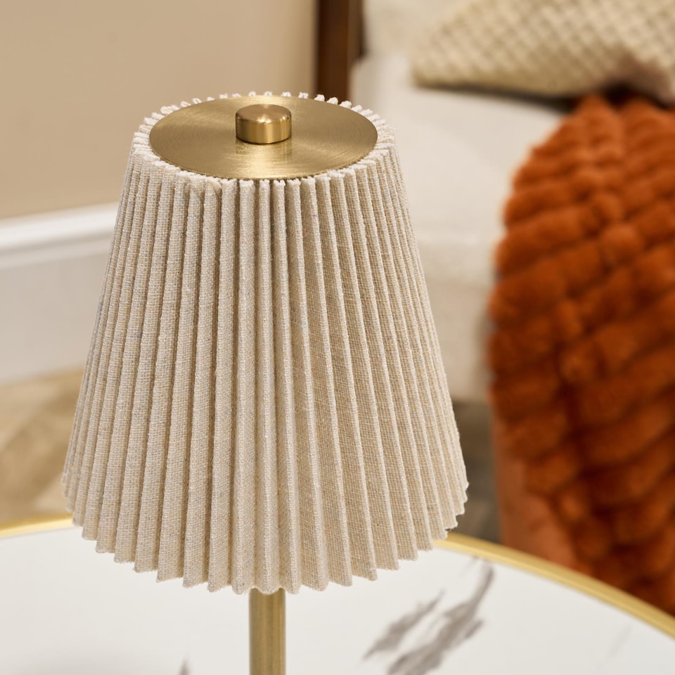image 1 of OHS Pleated Bedside Lamp LED Rechargeable Cordless Night Light