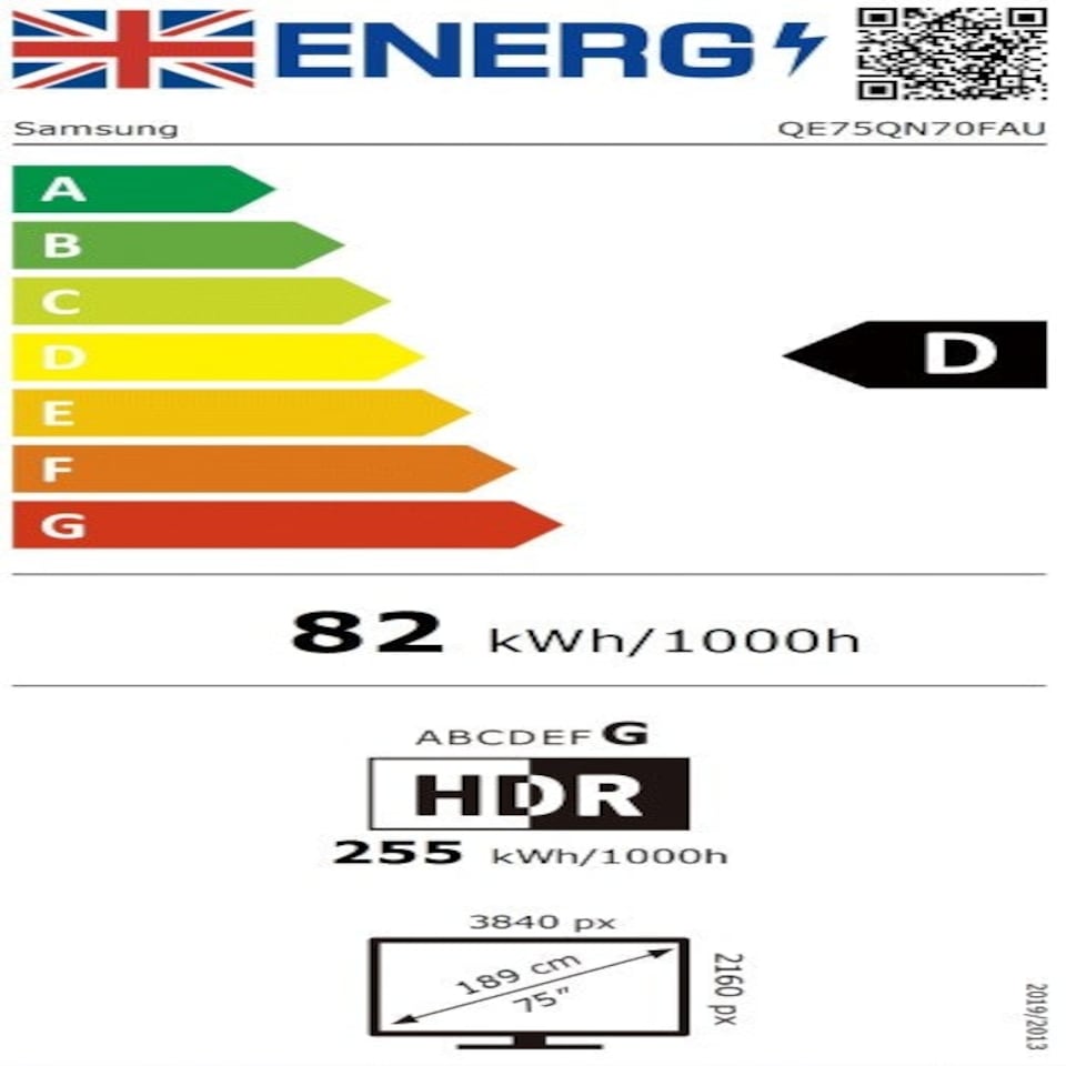 image 1 of Samsung QEQN70F 75 inch 4K Ultra HD Neo QLED HDR Smart TV - QE75QN70F