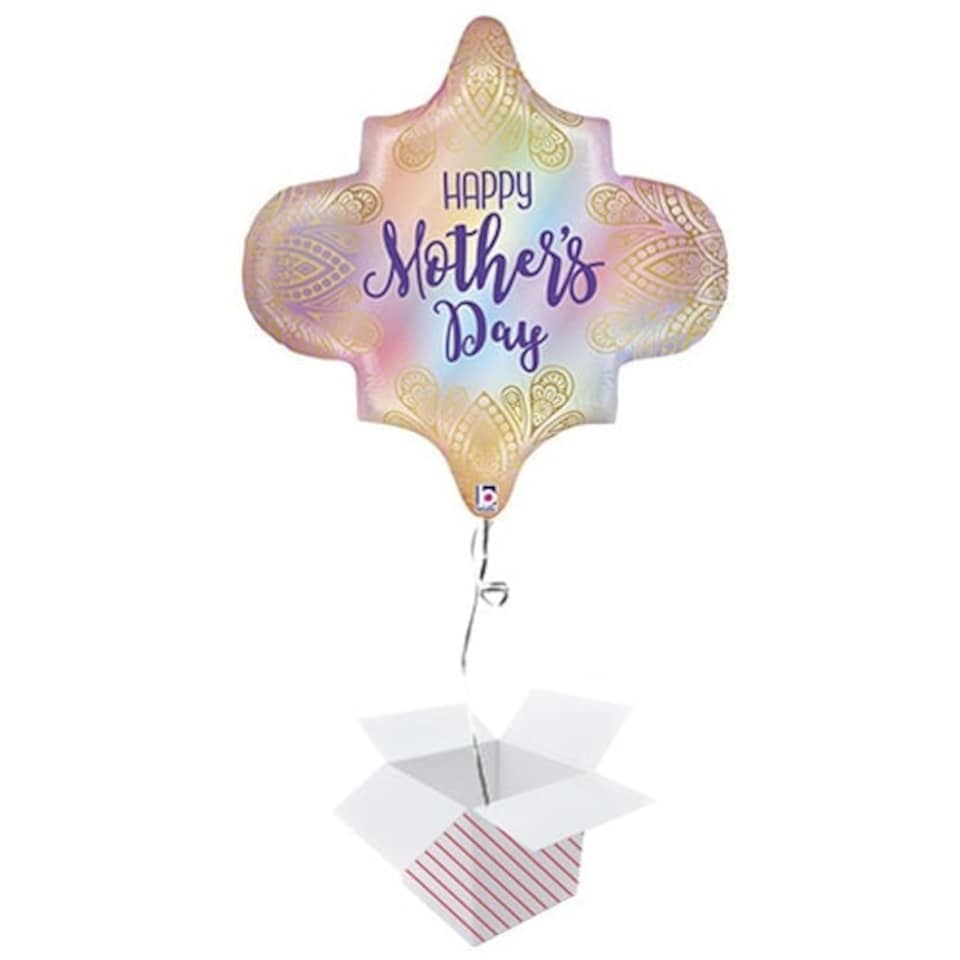 Opal Mother's Day Boho Rainbow Holographic Helium Foil Giant Balloon - Inflated Balloon in a Box