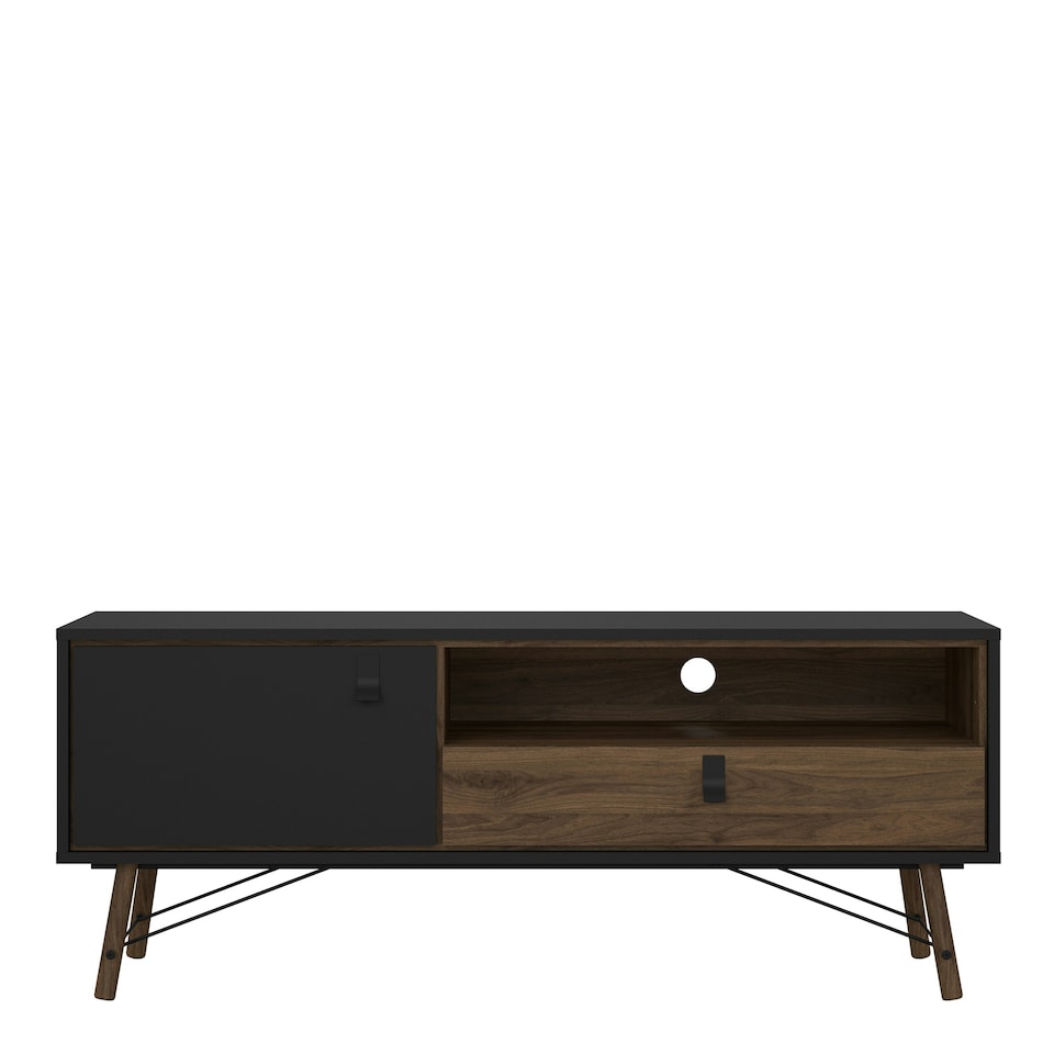 image 1 of Ry TV Unit 1 Door 1 Drawer in Matt Black Walnut