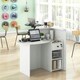 image 7 of COSTWAY Reception Desk with Lockable Drawer White & Black Black
