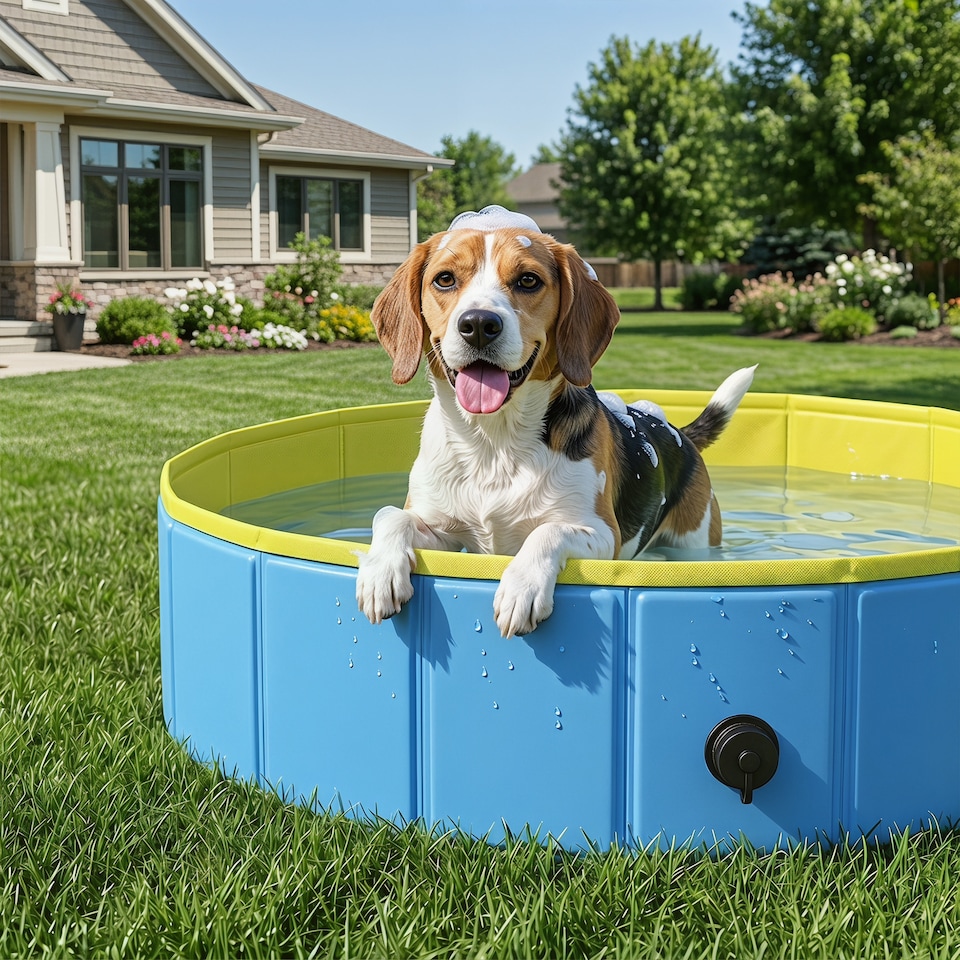 image 1 of PawHut Dog Pool Dog Bath Tub Dog Paddling Pool, 100 x 30 cm