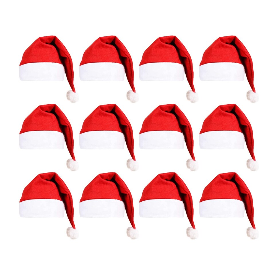 image 1 of Pack of 12 Classic Felt Santa Hats | Red | 12