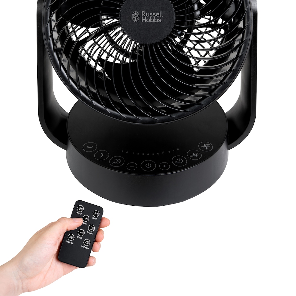 image 1 of Russell Hobbs 9” Desktop Circulator Fan with 7 Speed Settings Black RHDCF1001B