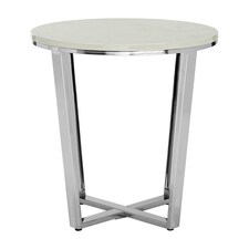 Allure Round White Faux Marble End Table White