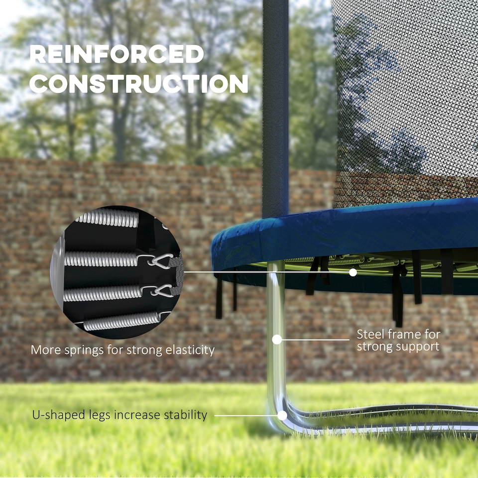 image 1 of SPORTNOW 6ft Outdoor Trampoline with Safety Enclosure Net, Blue