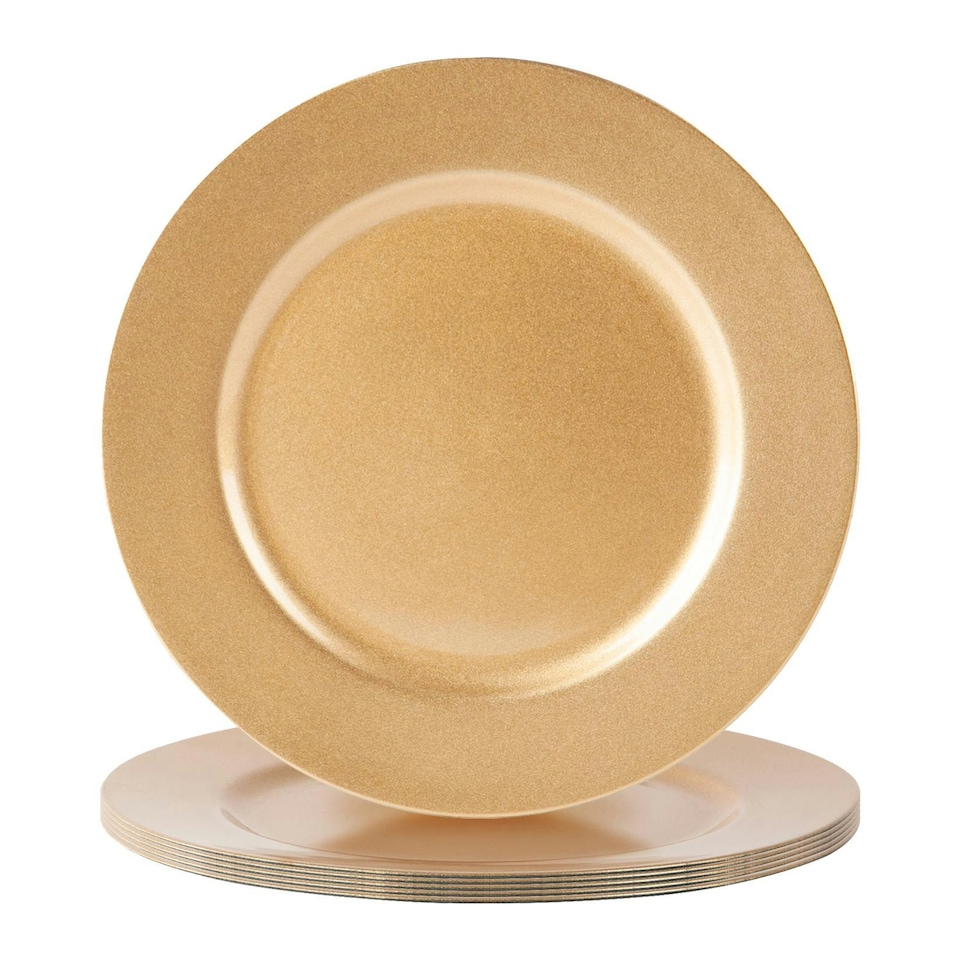 image 1 of Argon Tableware Metallic Charger Plates - 33cm - Gold - Pack of 6 Grey