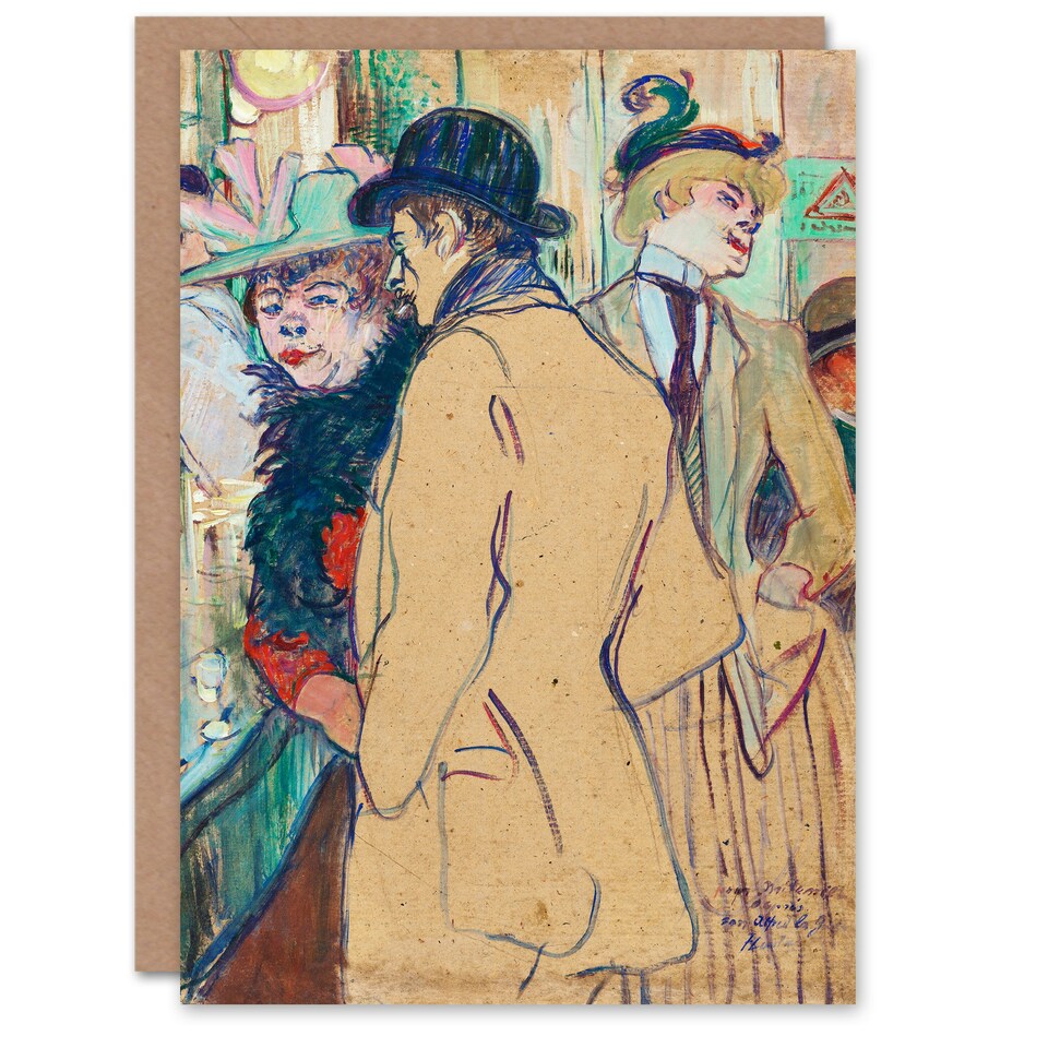 image 1 of Toulouse Lautrec Art Card Alfred la Guigne in a Cafe