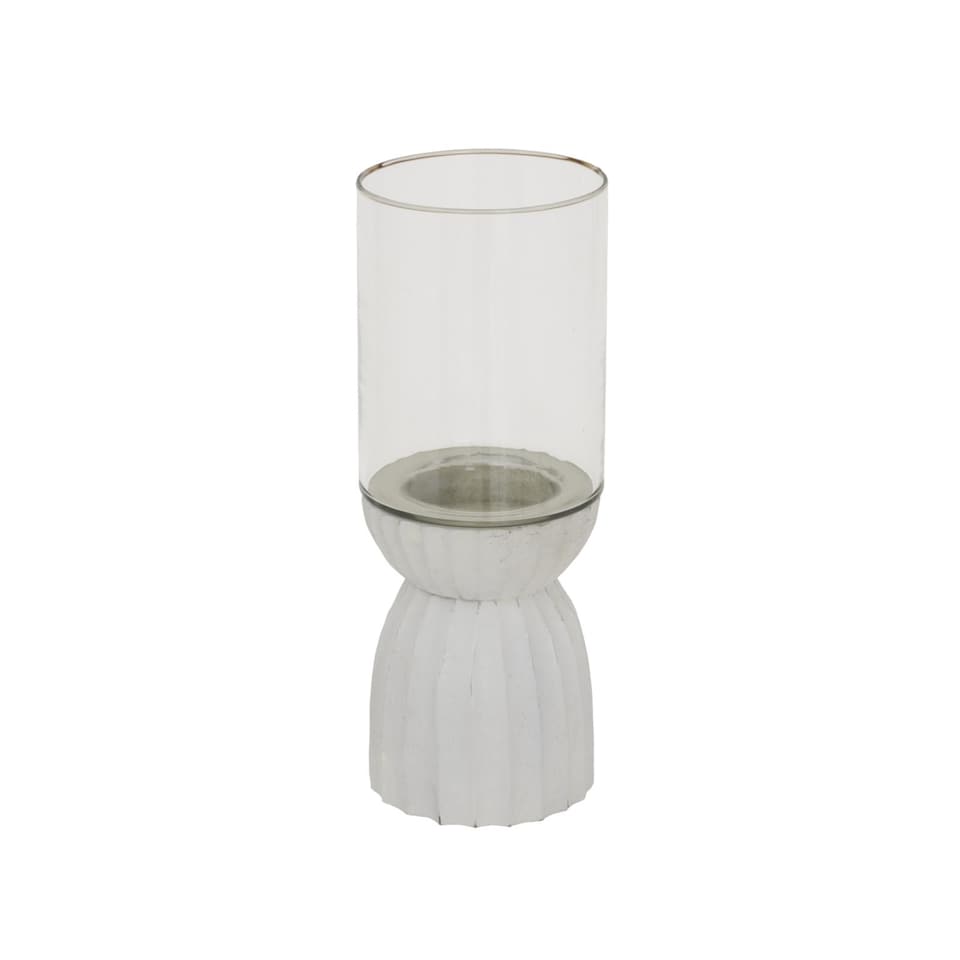 Hill Interiors Carved Hurricane Lantern | White | White | 1