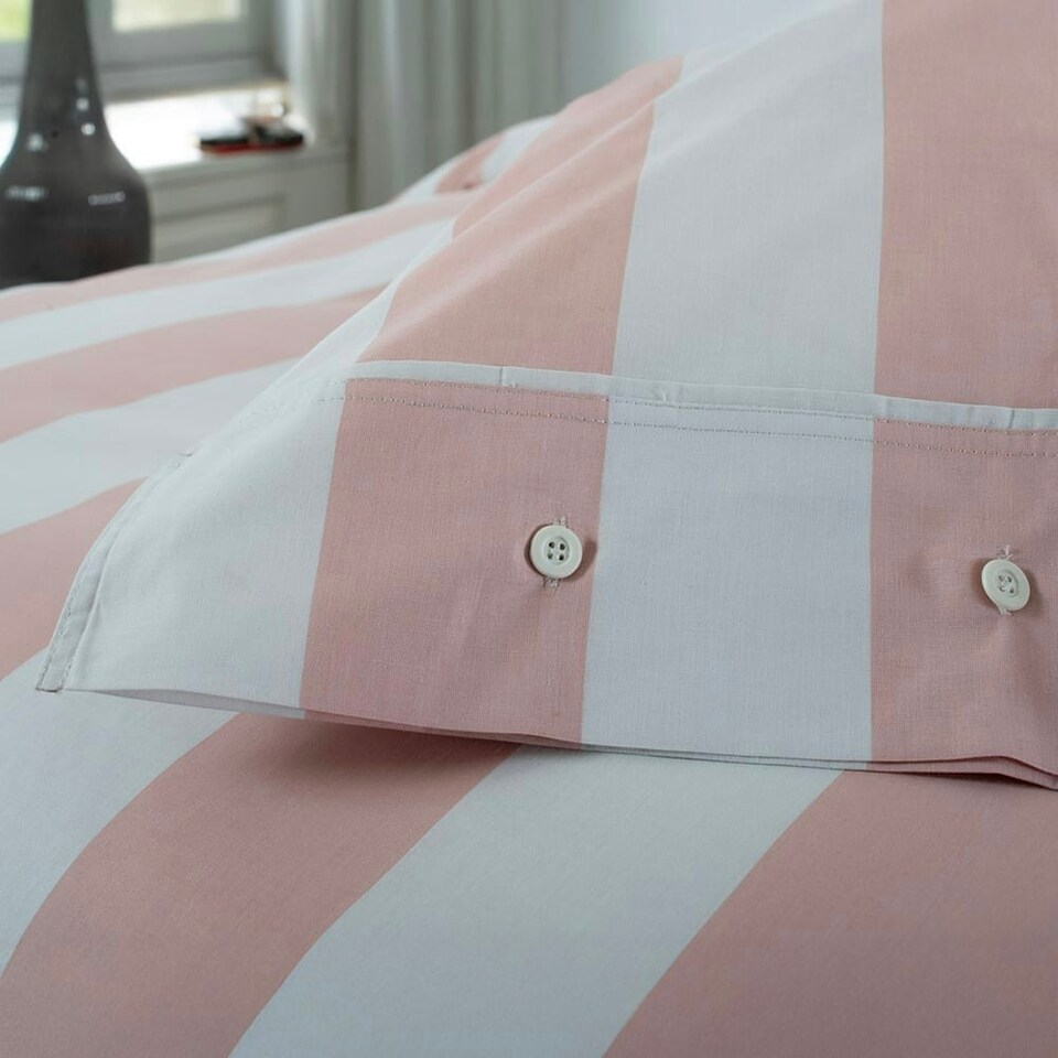 image 1 of West End Stripe Duvet Set – Soft, Breathable 100% Cotton Comfort Pink | White | Super King