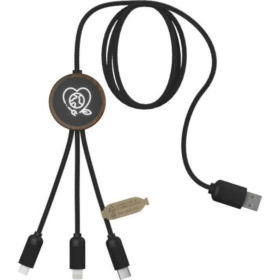 SCX Design Bamboo Logo Charging Cable - Wood - One Size