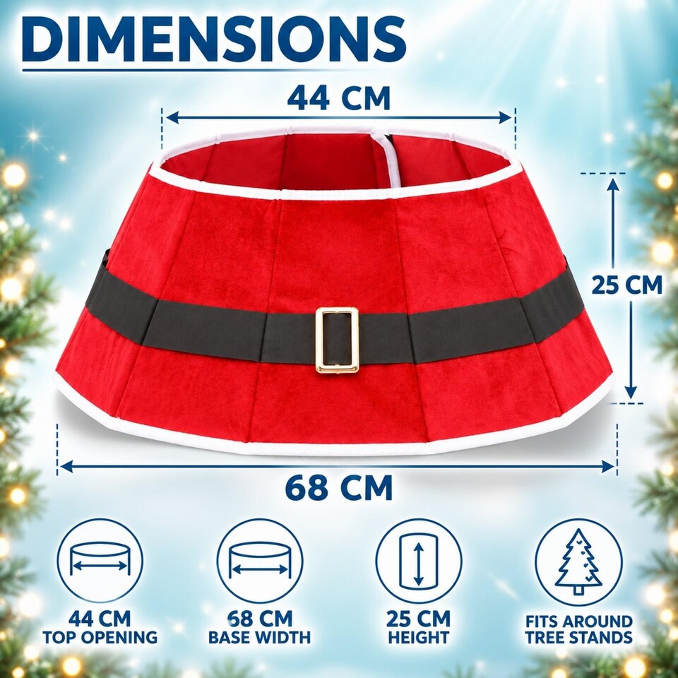 image 1 of 26.8 Inch Santa Diamond Shape Christmas Tree Collar for a Neat Festive Finish