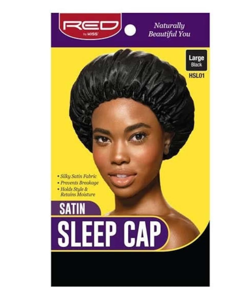 Red By Kiss Satin Sleep Cap Black HSL01