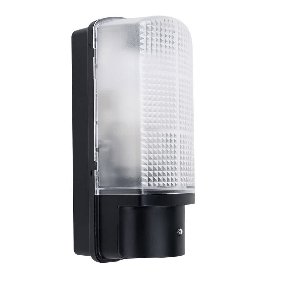 image 1 of ValueLights Griffin Outdoor IP44 Rated Dusk to Dawn Bulkhead Wall Light & Cool White LED Bulb | Black