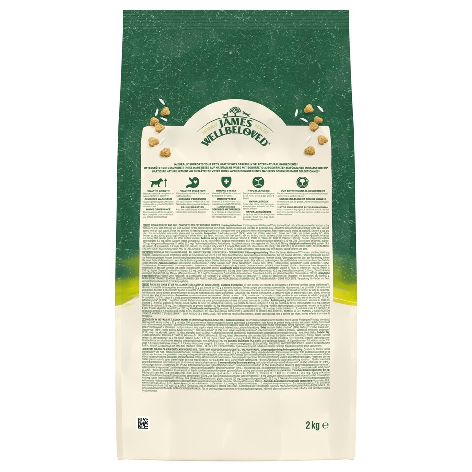 image 1 of James Wellbeloved 2kg Puppy Dry Food and 48 Wet Pouches in Turkey Bundle
