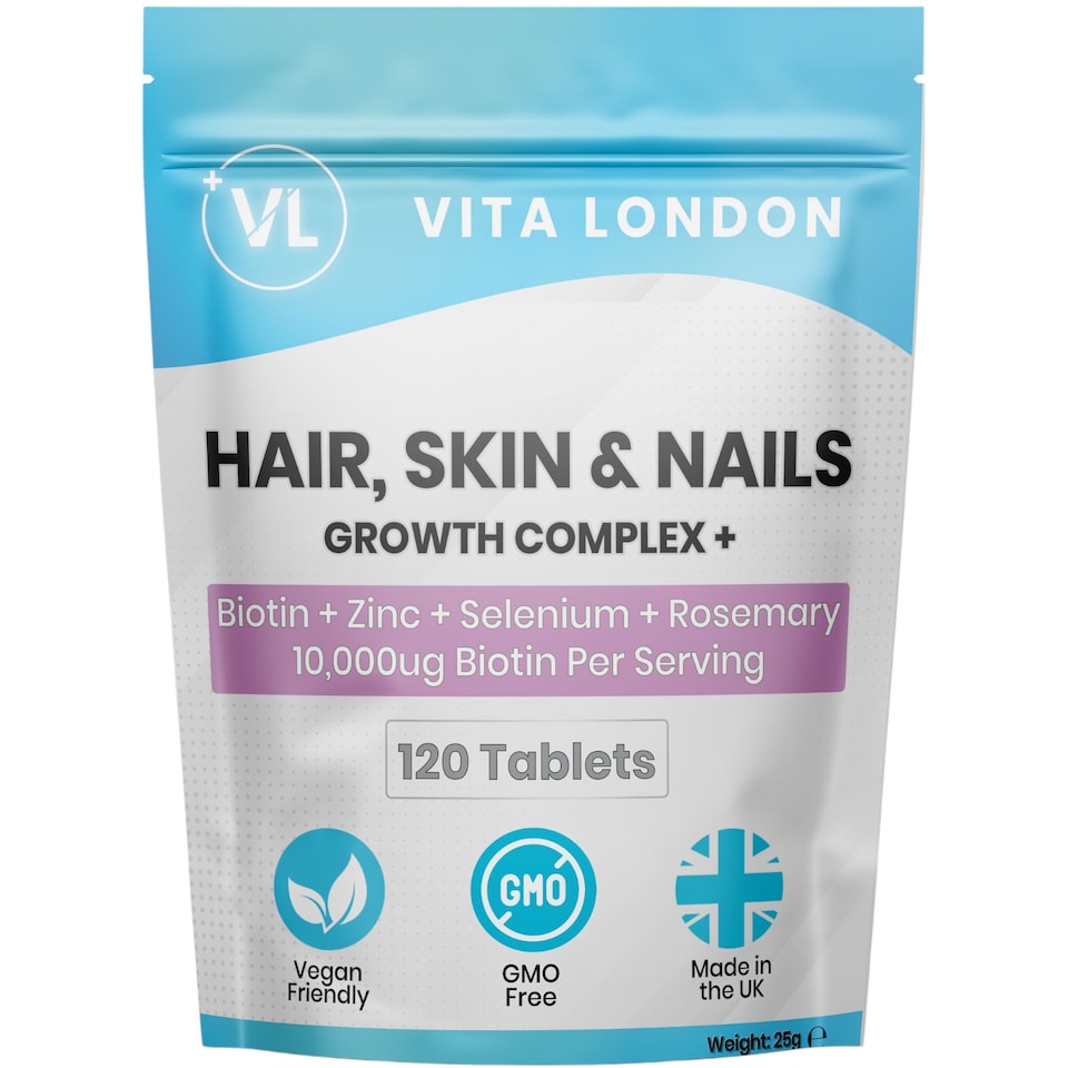 image 1 of Vita London Hair, Skin & Nails Growth Complex - 10,000µg Of Biotin - 120 Tablets