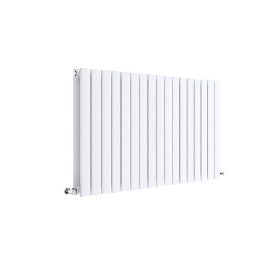 image 1 of Lucia Square Horizontal Double Panel Radiator, 600 x 992mm Satin White | White | Satin White | 1