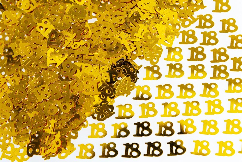 image 1 of 18th Birthday Confetti Gold 2 pack x 14 grams birthday decoration Foil Metallic 2 pack