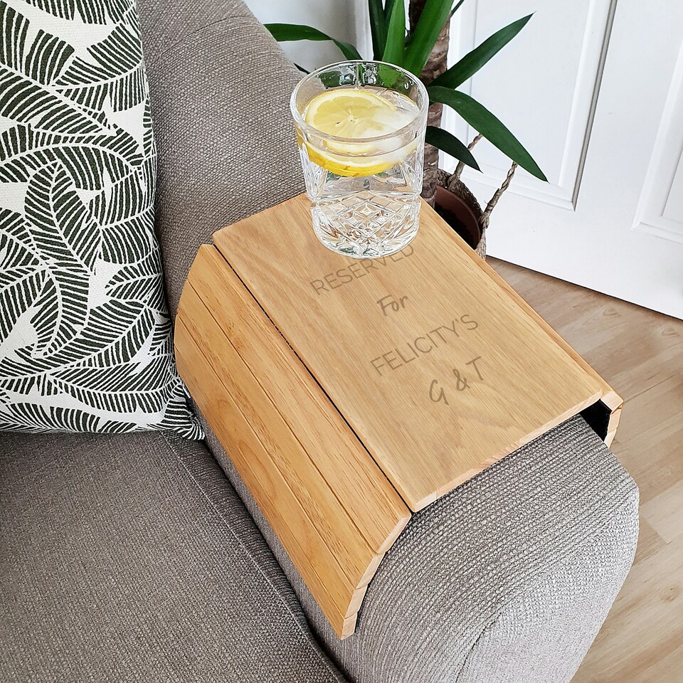 image 1 of Personalised Free Text Wooden Sofa Tray
