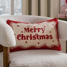 Furn Candy Merry Christmas Tufted Cushion | Red | Red/White