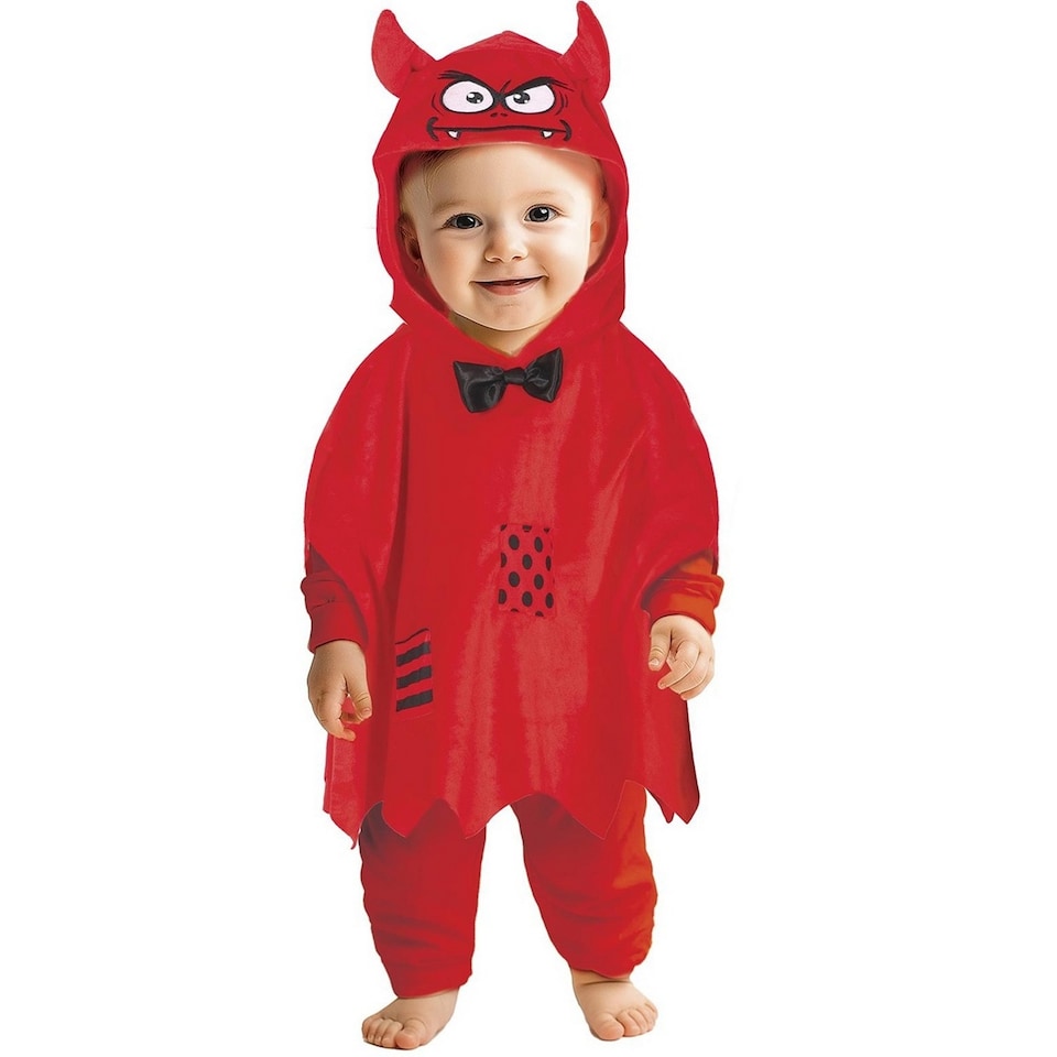 image 1 of Fiestas Guirca Baby Demon Costume Poncho Set | Red | Red | 18-24 mths | 1