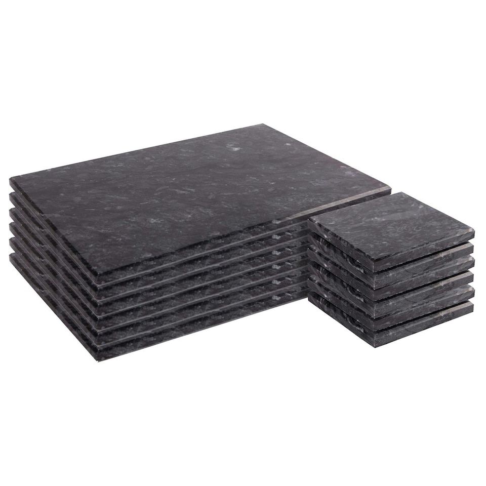 image 1 of Argon Tableware 12pc Marble Placemats & Square Coasters Set - Black Black