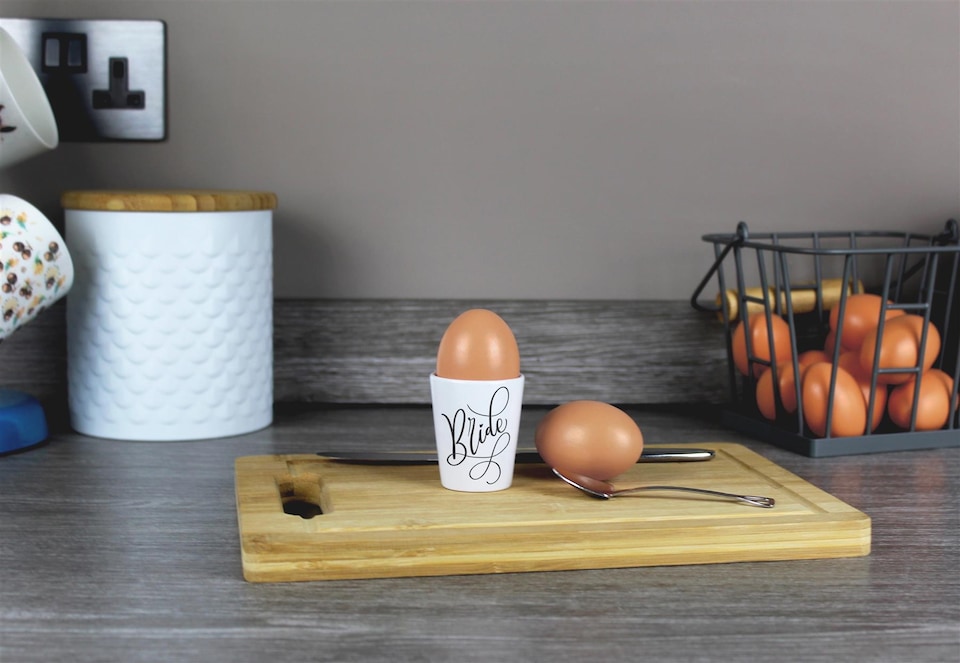 image 1 of Bride & Groom Ceramic Egg Cups - Set of 2