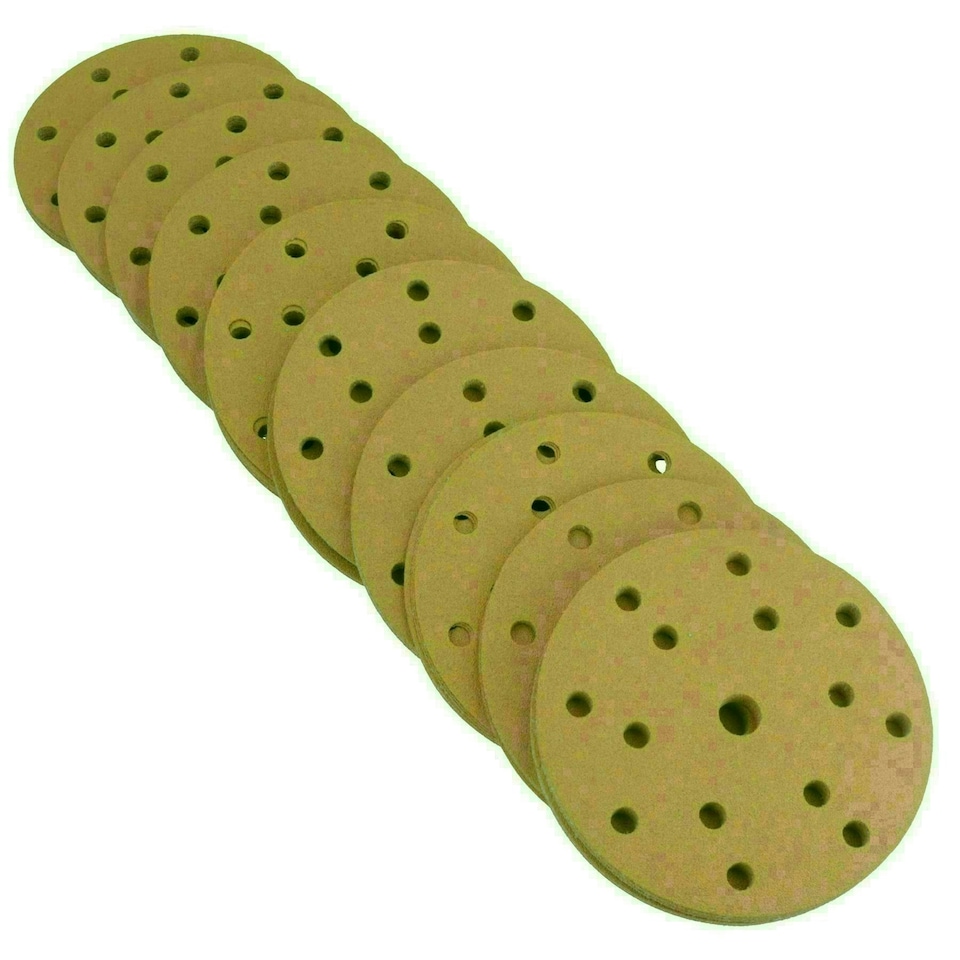 image 1 of 150mm Sanding Discs Aluminium Oxide Abrasive 120 Grit 15 Hole Hook + Loop 200pc