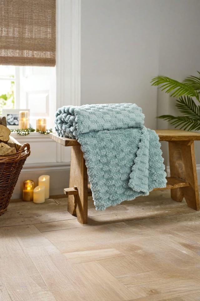 image 1 of Featherstone Soft Textured Throw, 130×170cm – Cosy Home Accent Blanket | Blue | Aqua