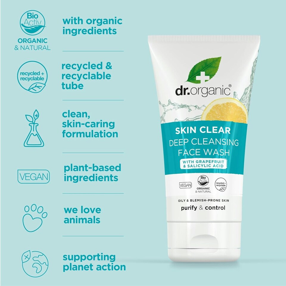 image 1 of Dr Organic Skin Clear Organic Tea Tree Deep Pore Cleansing Face Wash