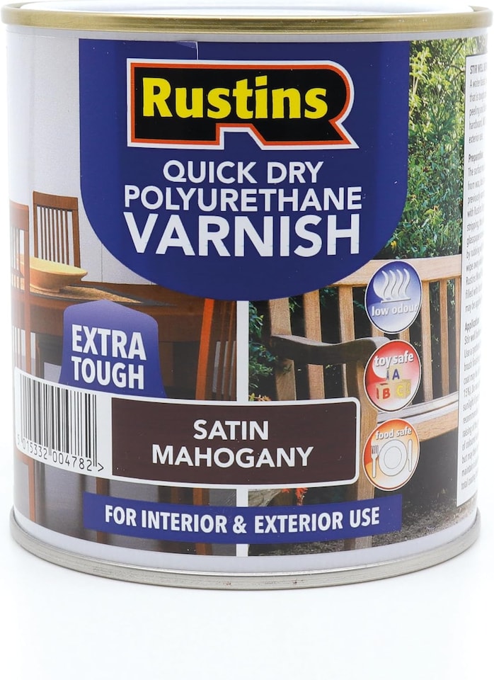 Rustins Quick Drying Polyurethane Varnish Satin Mahogany 2.5ltr | Clear | Mahogany | 2.5l | 1