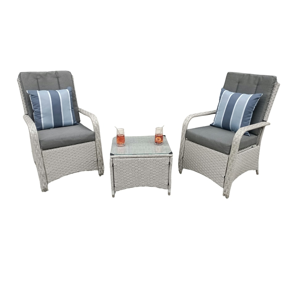 image 1 of Leigh Wicker Rattan Natural Bistro Set with outdoor cushion