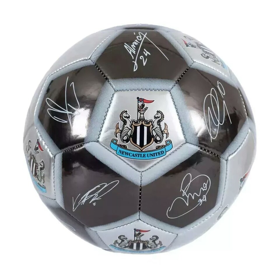 image 1 of Newcastle United FC Metallic Signature Football Size 1 Silver | Black