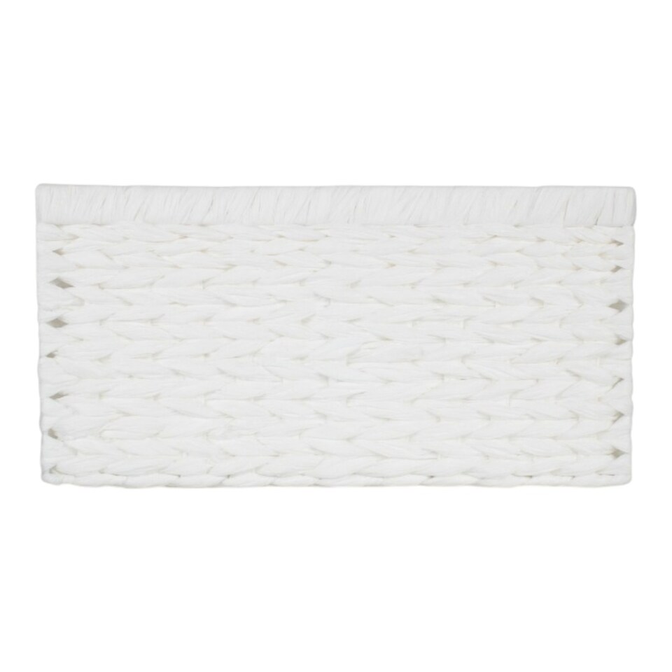 image 1 of Medium White Paper Rope Rectangular Storage Basket | White | White | M