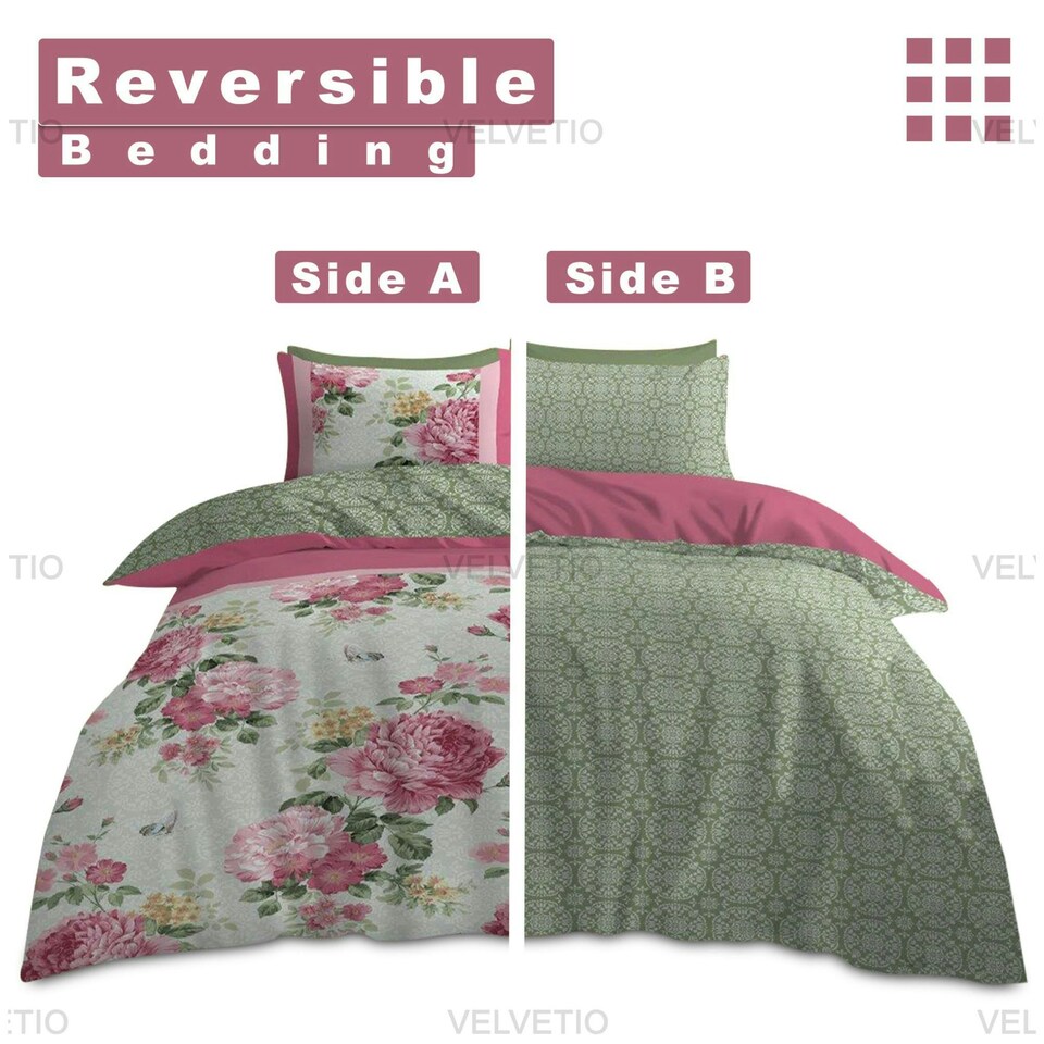 image 1 of VELVETIO Jacinda Complete Duvet Cover Set with Fitted Sheet Breathable Bedding Quilt Multi | King