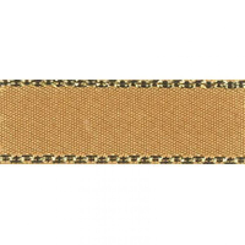 Berisfords 678 Honey Gold 7mm Gold Edge Satin Ribbon (Value Roll) for Dressmaking - per 20 metre roll