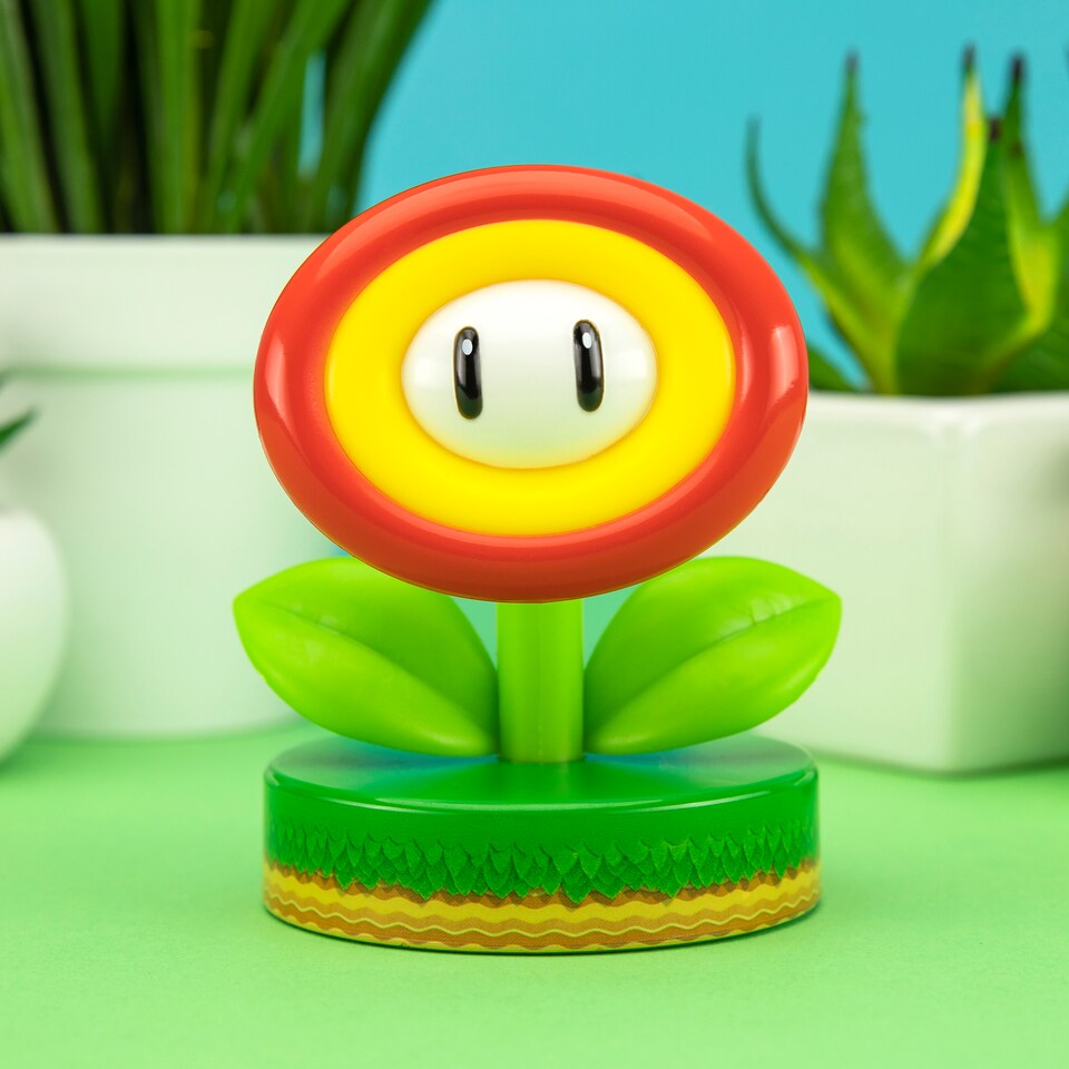 image 1 of Super Mario Icons Fire Flower Light, 10cm LED Character Light, Battery Powered, Official Nintendo Merchandise, Paladone