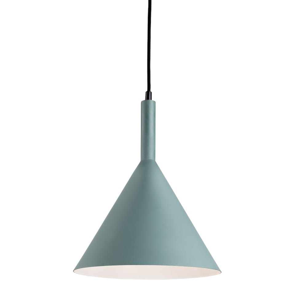 Everest 1 Light Dome Ceiling Pendant Green with White Inside, E27