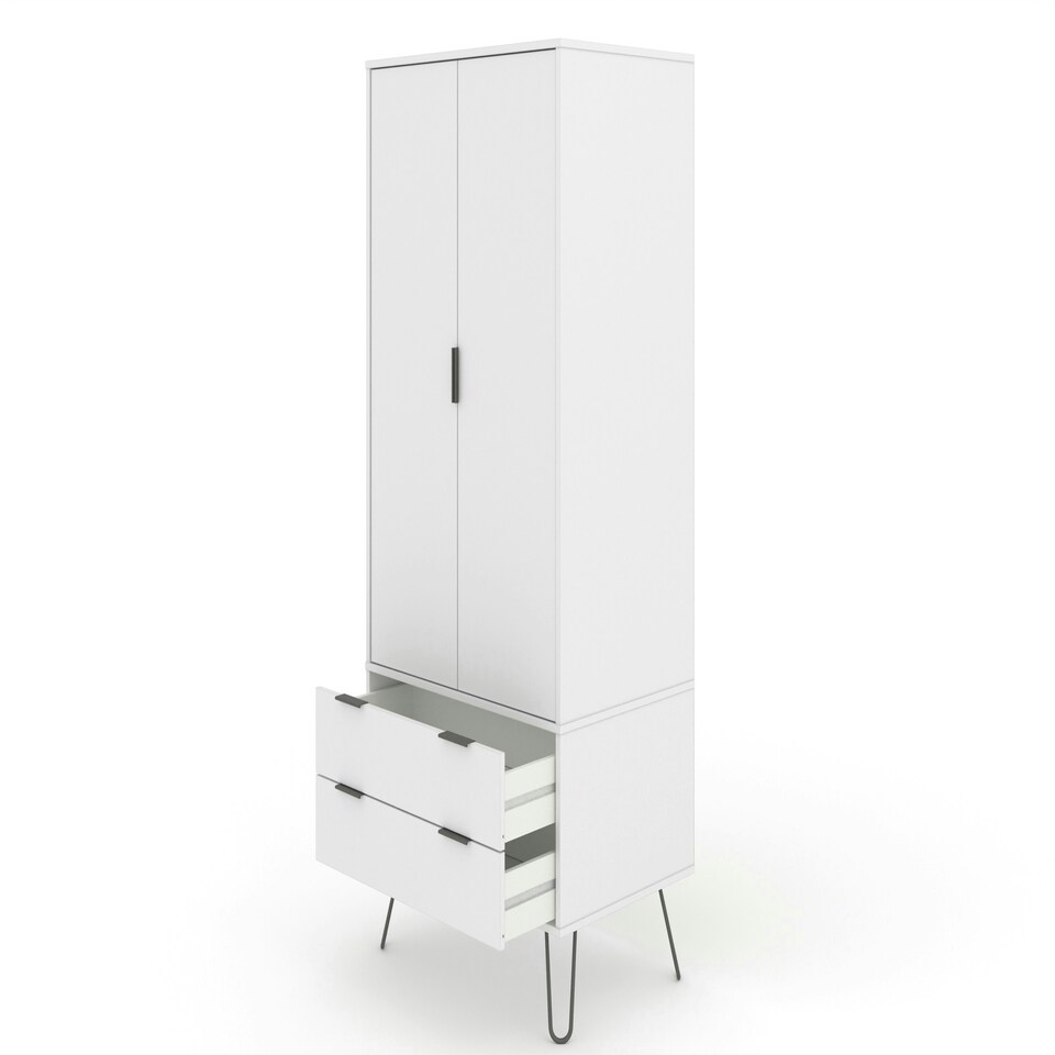 image 1 of Core Products Augusta Industrial White 2 Door, 2 Drawer Wardrobe H176.0cm x W76.5cm x D53.0cm White