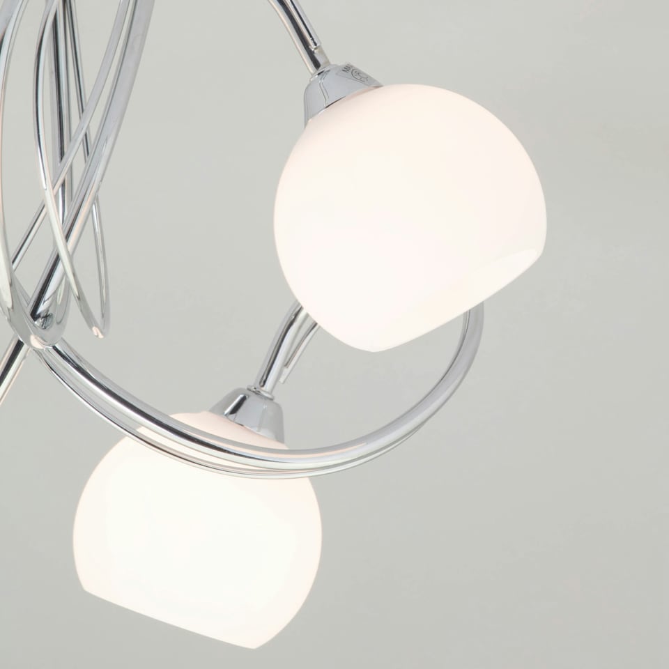 image 1 of BHS Soni 3 Light Flush Ceiling Light | Silver | Chrome | 1