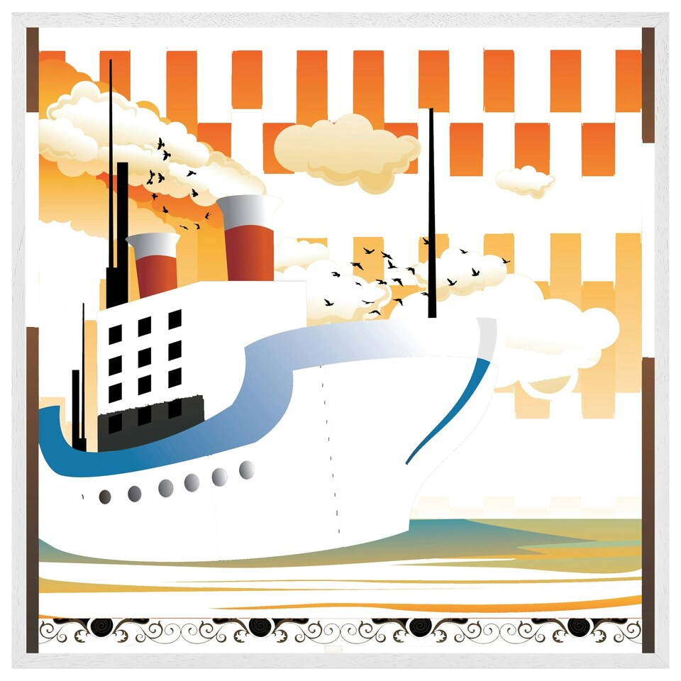 image 1 of Art deco ship (Picture Frame) White | L