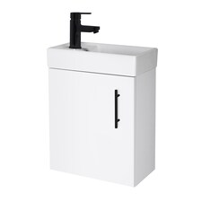 Balterley Floor Standing Vanity Basin 400mm Gloss White & Matt Black Handle