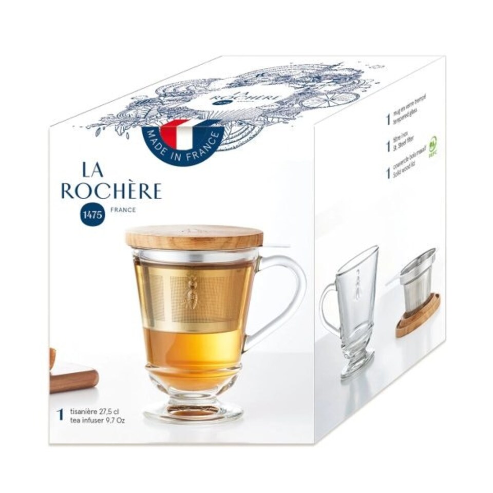 image 1 of Mug: 1 x 270ml La Rochere Bee Tisaniere Set, Glass Clear
