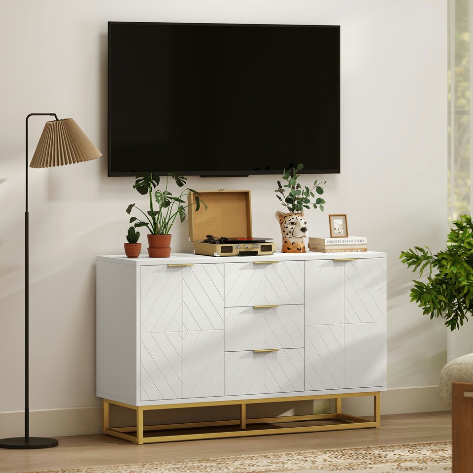 image 1 of HOMCOM Sideboard Storage Cabinet with Adjustable Shelves White