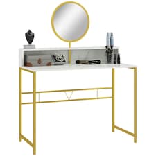 HOMCOM Dressing Table Vanity Makeup Desk W/ Faux Marble