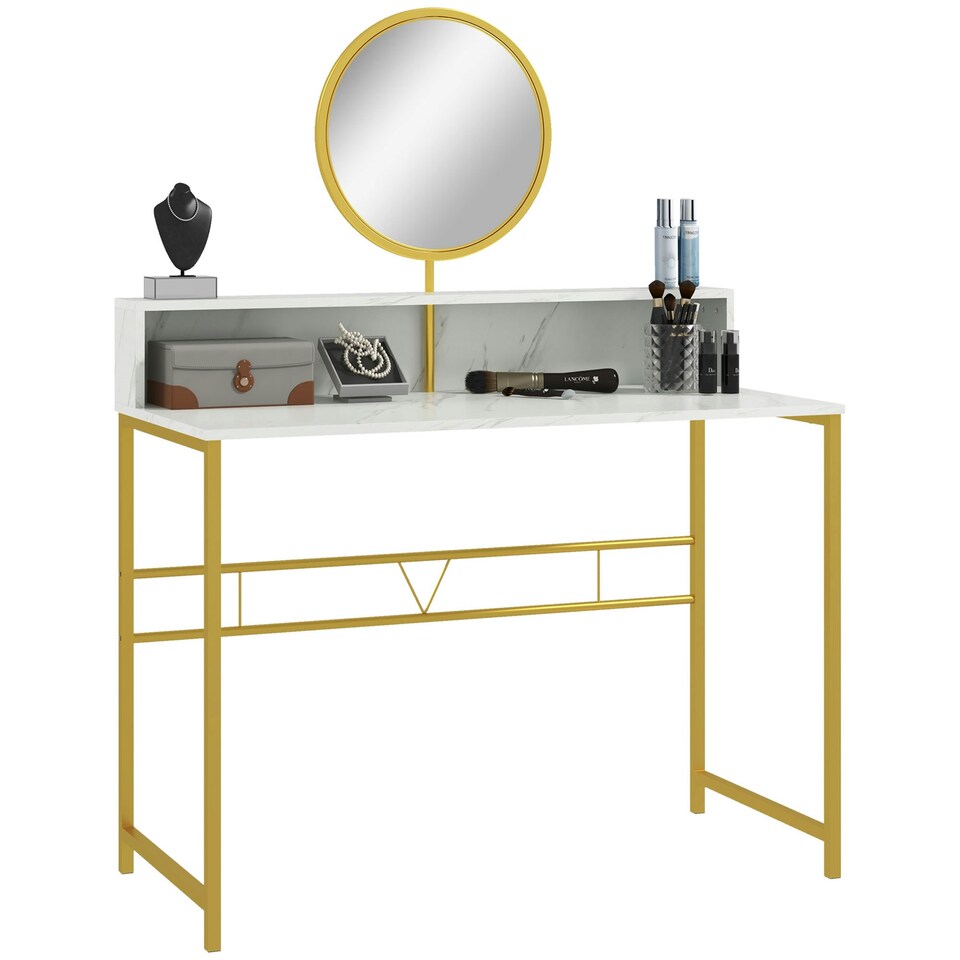 image 1 of HOMCOM Dressing Table Vanity Makeup Desk W/ Faux Marble
