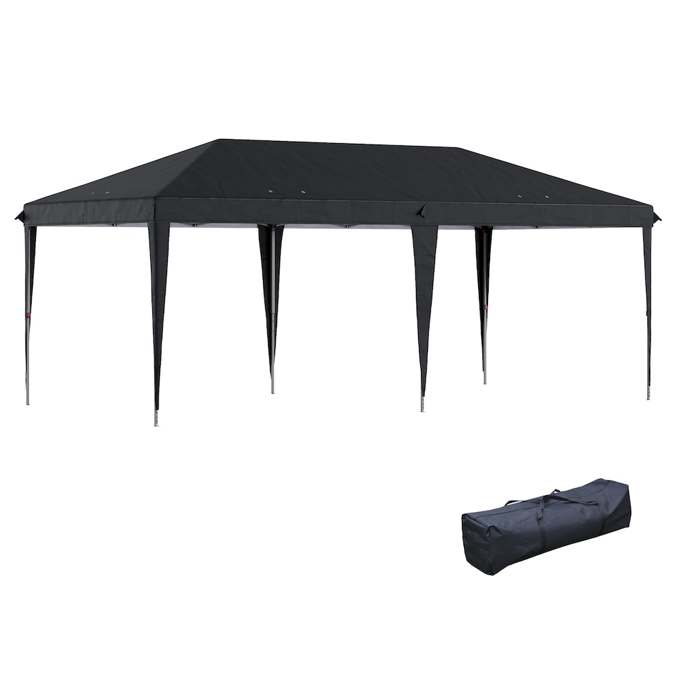 image 1 of Outsunny Pop Up Gazebo 3 x 6m, Foldable Canopy Tent, Height Adjustable Wedding Awning Canopy wCarrying Bag, Black
