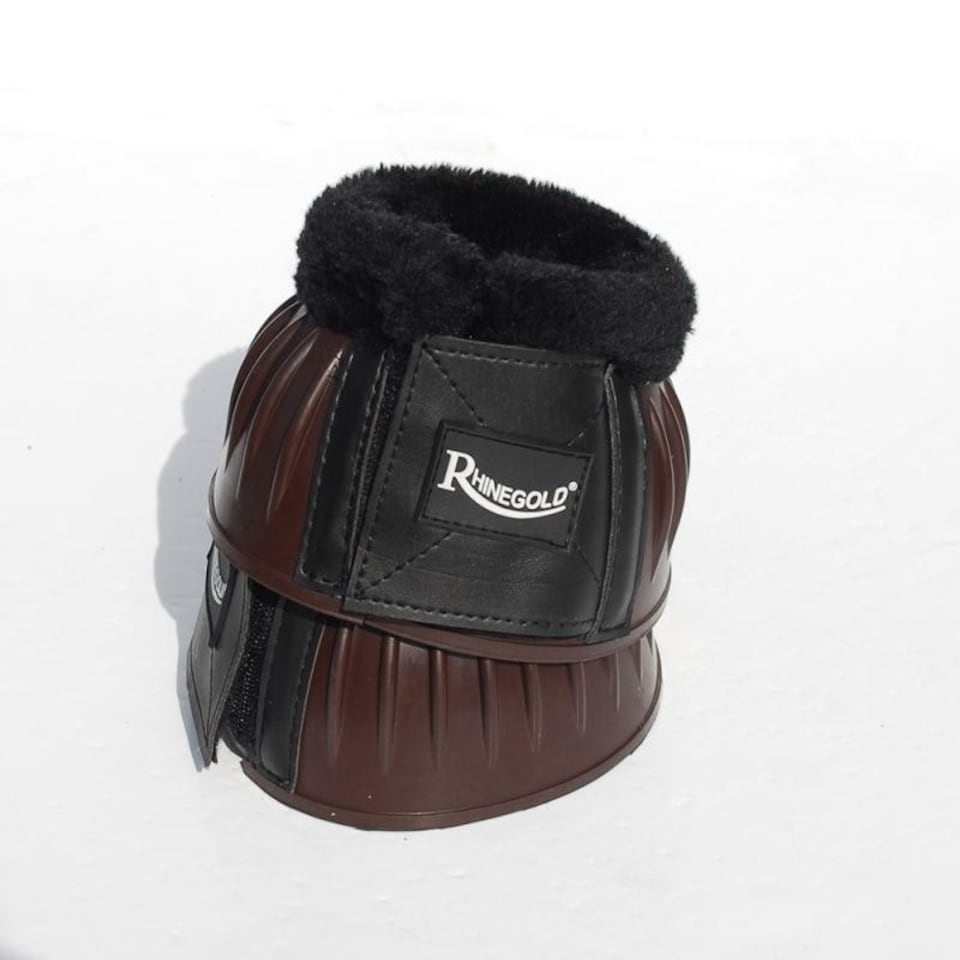 image 1 of Rhinegold Fleece Trim Overreach Boot Black | Colour: Black/Black
Size: Medium