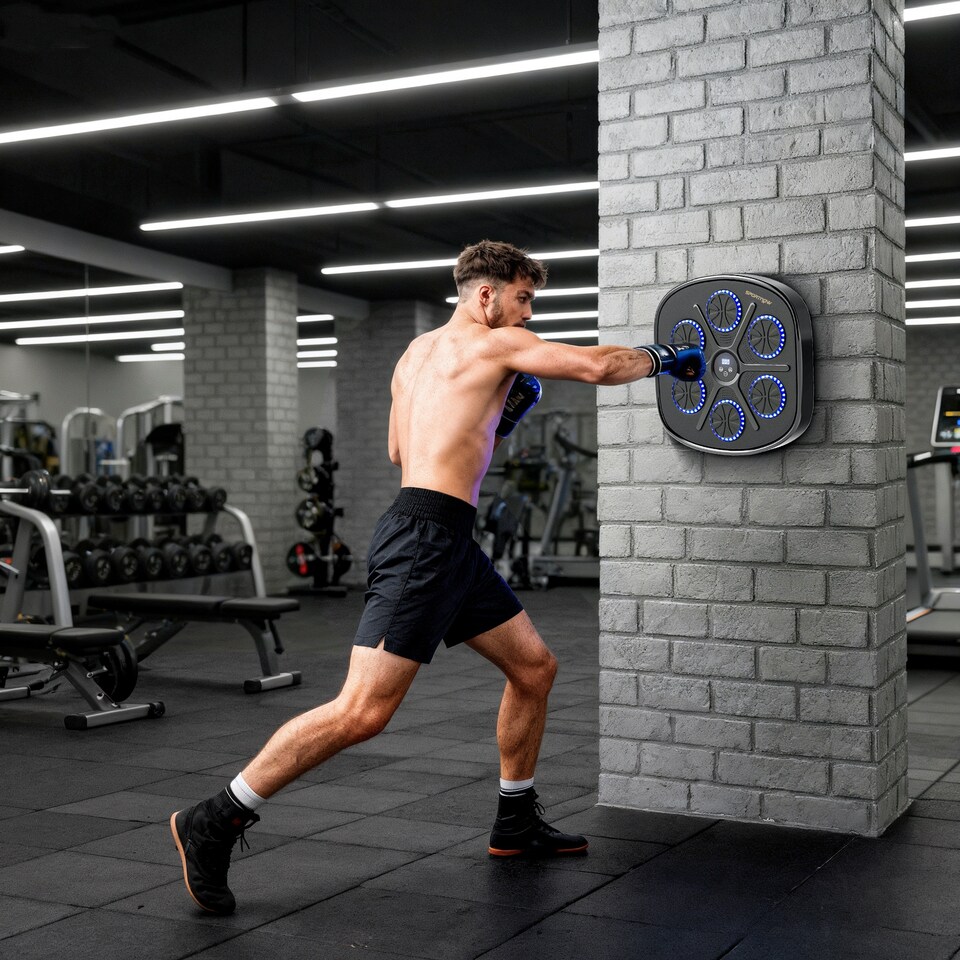 image 1 of SPORTNOW Smart Bluetooth Boxing Machine Wall Mounted with 9 Speeds & Modes